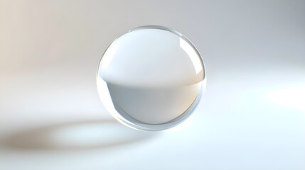 Transparent Glass Sphere Reflecting Light on Minimalist White Background