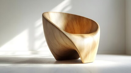 Artisanal Wooden Chair in Sunlit Room: Modern Design Meets Natural Beauty