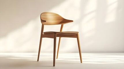 Modern Wooden Chair in Minimalist Interior with Soft Natural Light