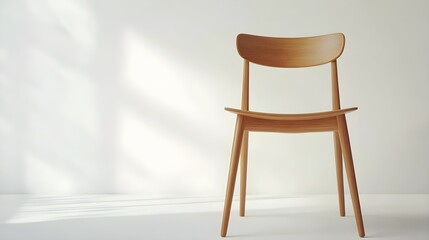 Minimalistic Wooden Chair in Sunlit Room: Modern Design for Serenity