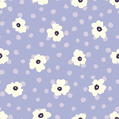 Periwinkle Minimal Pastel Floral Ditsy Seamless Vector Repeat Pattern