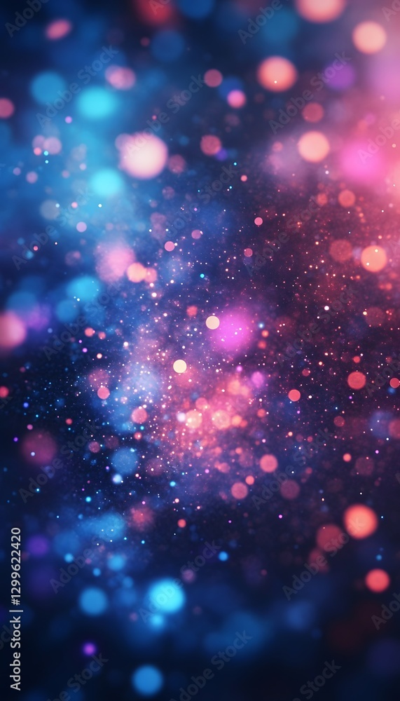 Poster abstract cosmic background with bright bokeh style light particles