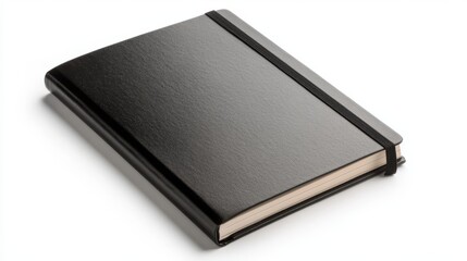 Black notebook on white background