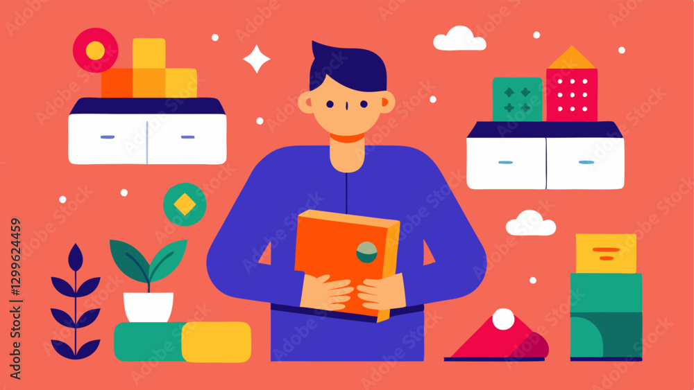 Poster themed product display an illustrator arranging a vibrant array of products based on a seasonal them