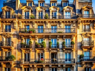 Obraz premium Modern Parisian Apartment Building, 32 Years Old, Architectural Detail