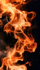 An image capturing swirling bright flames against a dark background