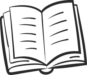 Open Book Symbol silhouette vector. Elegant Black and White Illustration of an Open Book &ndash; Symbol of Reading, Learning, and Knowledge