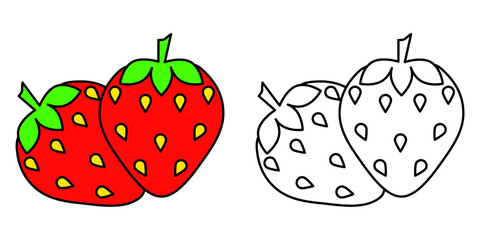 illustration of a strawberry, coloring page for children of strawberry