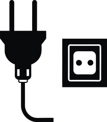 Electrical Plug and Outlet Icon silhouette vector - Power Connection Symbols silhouette isolated on white background. 