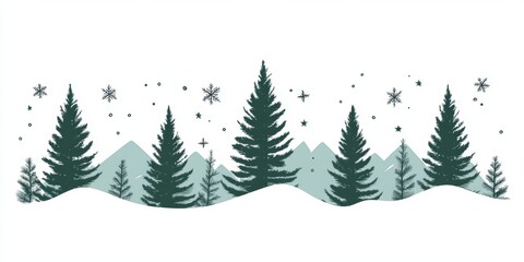 Fototapeta premium Snowy Forest Landscape Illustration