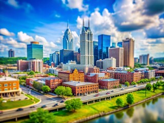 Obraz premium Nashville Skyline Panorama: Tilt-Shift Miniature Cityscape