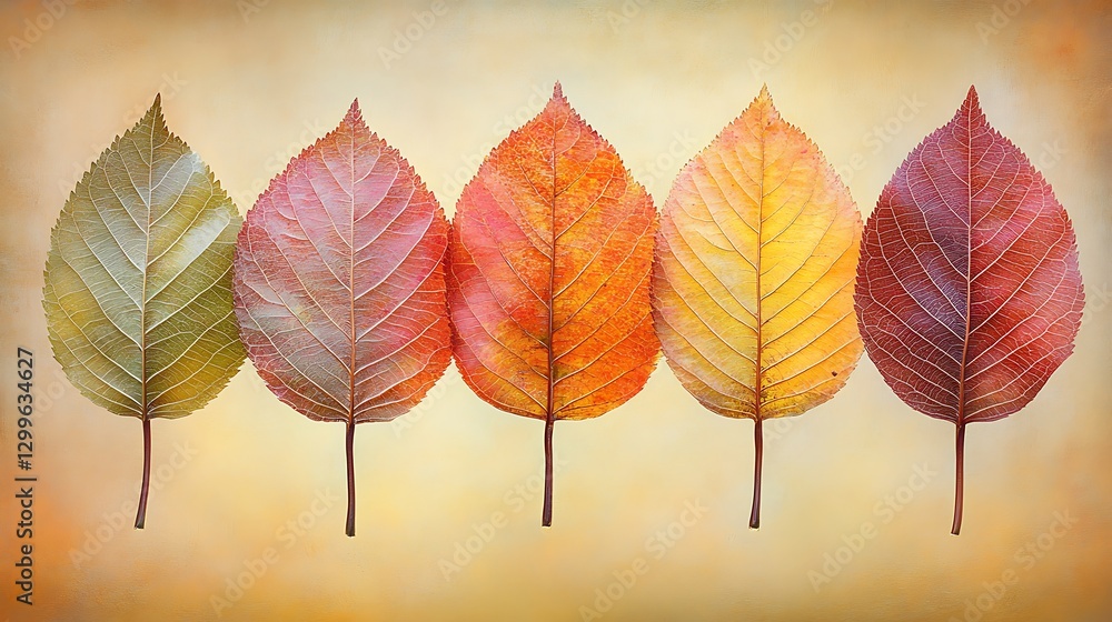 Aufkleber autumnal array of deciduous foliage in warm hues displaying seasonal transition and colors