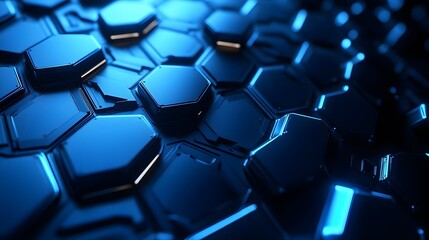 Abstract Blue Hexagonal Pattern Intertwined with Light and Shadow Effects