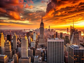 NYC Sunset Cityscape: Breathtaking Golden Hour Panorama
