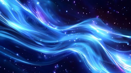 Swirling Blue Cosmic Waves: A Mystical Journey Through the Night Sky