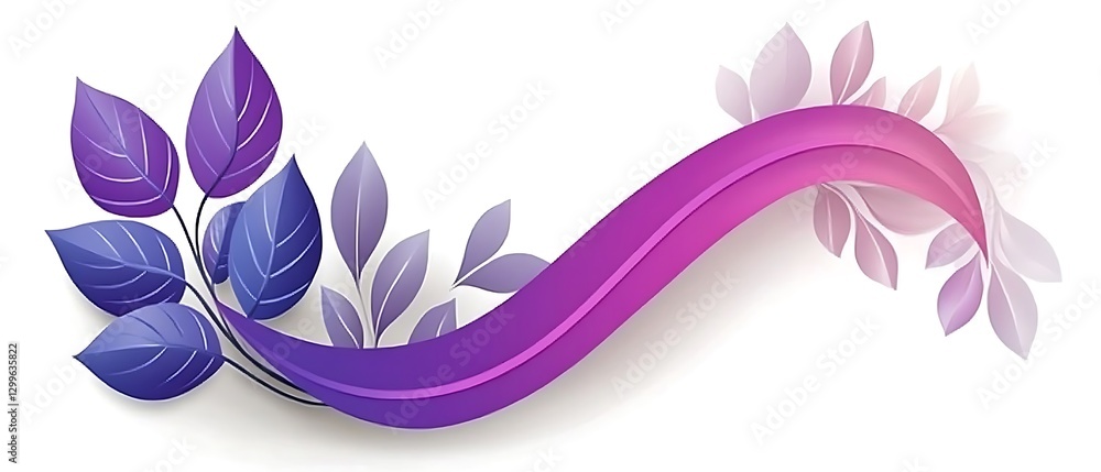 Poster elegant curve adorned with vivid botanical leaves for graphic design presentation projects