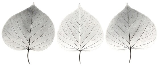 Obraz premium Elegant Leaves Arrangement of Botanical Elements in Monochrome Hues for Artistic Composition
