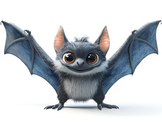 Charming animated bat character digital art whimsical setting cartoon style
