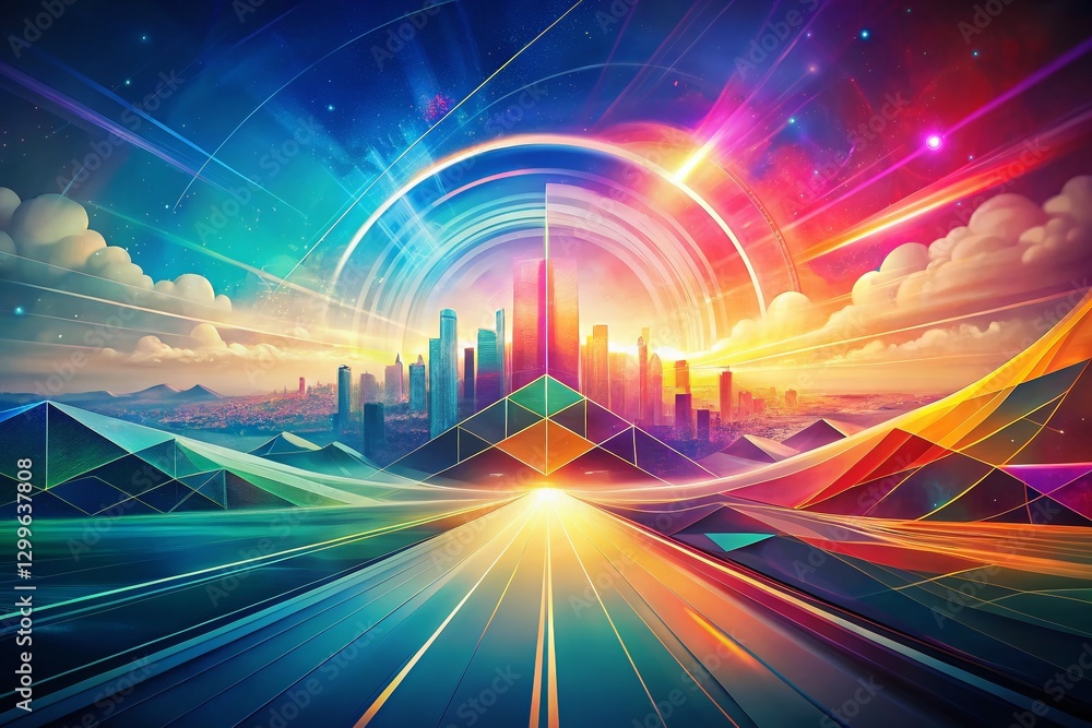 Poster panoramic abstract background: random overlapping light colored lines