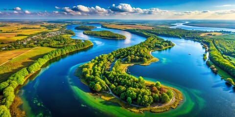 Panoramic Aerial View of Kiev Sea Isthmus: Stunning Drone Photography