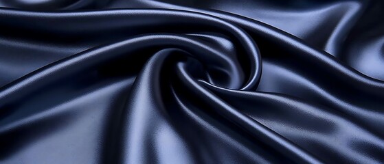 Fototapeta premium Smooth Dark Satin Fabric Flowing Gracefully Creating Swirls and Reflective Shadows in Elegant Style