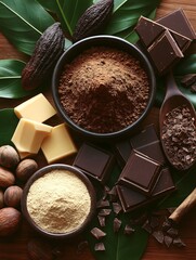 Delicious Gourmet Chocolate Bars and Cocoa Powder: Natural Baking and Cooking Ingredients for Sweet Treats and Desserts