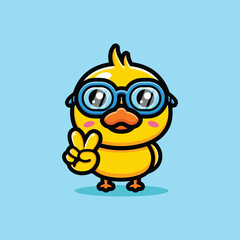 duck wearing swimming goggles poses peacefully