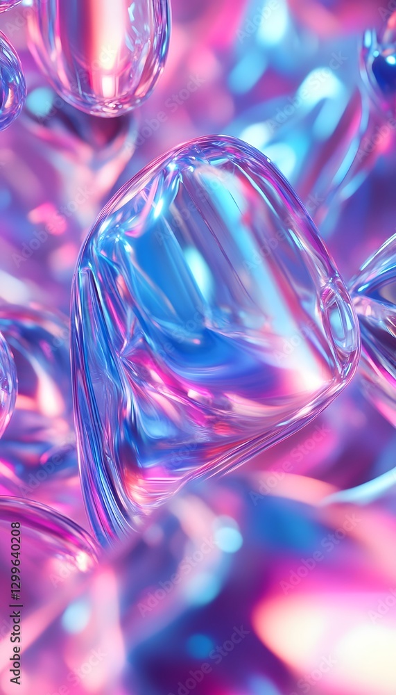 Poster abstract artistic close up showing multiple translucent shapes and colors