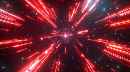 Pulsating red neon speed trails expanding outward creating a sci-fi inspired hyperspace jump effect