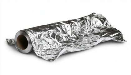 Silver Foil Roll on White Surface