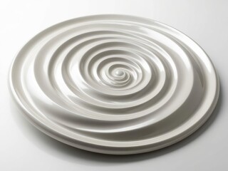 Obraz premium Swirling Ceramic Plate: a contemporary minimalist ceramic plate showcasing an elegant concentric spiral design, captured in soft studio lighting