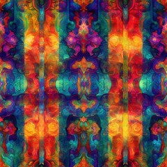 Multicolored Abstract Artwork With Vertical Stripes Symmetrical Design Pattern And Texture Details