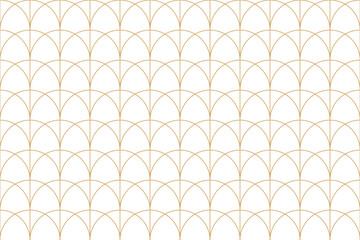 Seamless pattern with Delicate golden arcs or fan shape in Art Deco design, creates a sense of elegance and sophistication on white background.