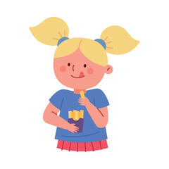 Kid Eating Snack Holding french fries