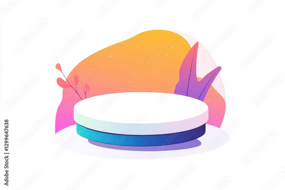 Poster abstract background with minimalist round podium and colorful elements