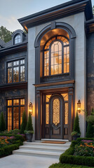 Luxury Home Entrance With Dark Exterior Design