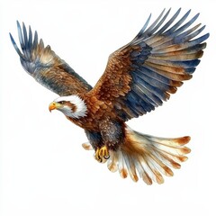 Obraz premium Majestic Eagle In Flight Watercolor Illustration