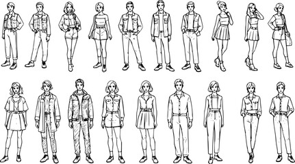 set of people go, flat style
