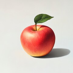 Fresh Red Apple with Green Leaf