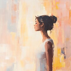 Casual woman warm misty pastel