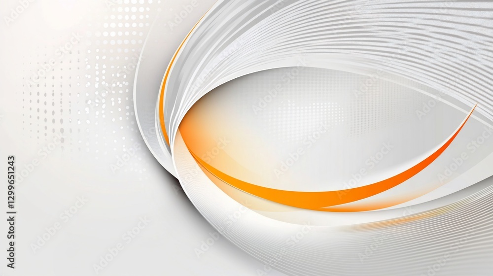 Poster abstract graphic design with orange curving lines on a white background creating a modern look