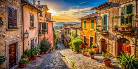Fototapeta premium Picturesque Houses, Old Town Genzano, Lazio, Italy - Charming Italian Architecture