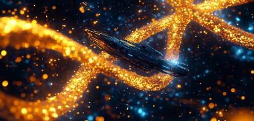 Spacecraft in Cosmic Sparkle