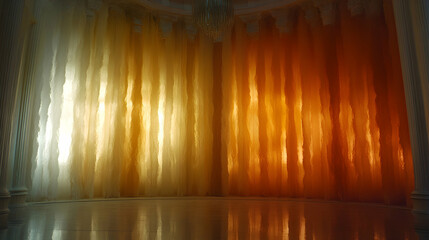 Gradient drapes in ornate hall