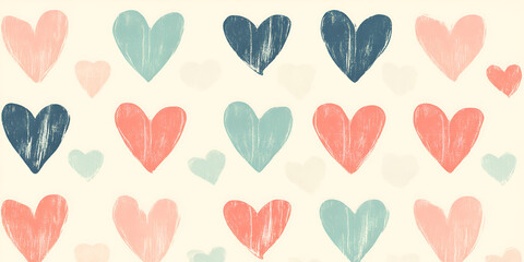 Hearts Arranged in a Repeating Pattern on a Soft Background for Romantic and Decorative Designs