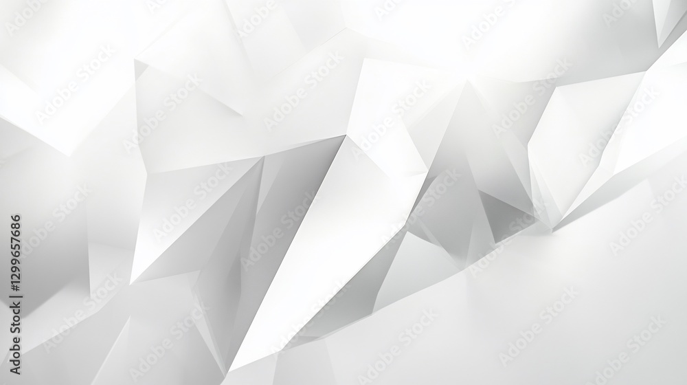 Poster abstract white polygonal geometric background with light and shadow variations