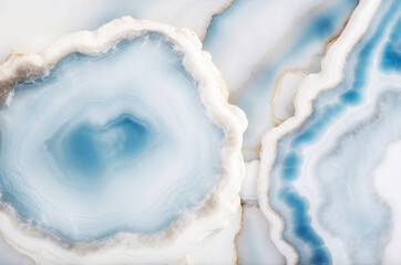 Fototapeta premium Close up view of a slab of polished blue onyx with natural swirling patterns and textures.