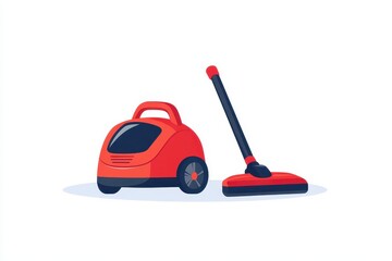 Red Vacuum Cleaner on a White Background for Home Cleaning Needs
