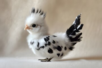 Fototapeta premium Miniature elegance of Serama Chicken. The King of Ornamental Chickens is the smallest chicken in the world with a majestic posture, wide chest, upright and charming tail