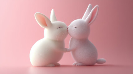 Cute animal characters sharing sweet kiss, showcasing love and affection